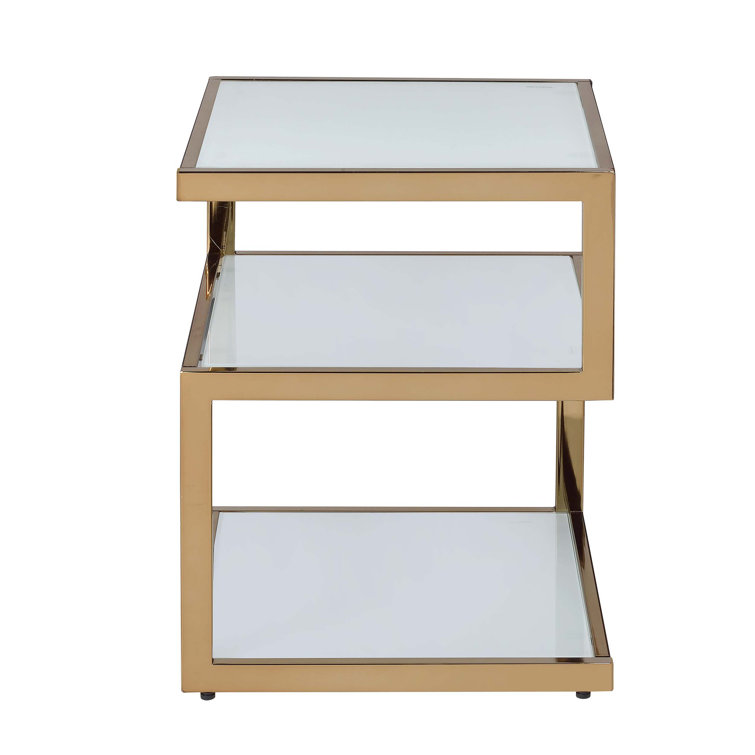 Ivy Bronx Marconi 21'' Tall Glass Floor Shelf End Table Wayfair